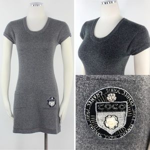 Chanel CoCo Emblem Cashmere Sheath Sweater Dress S